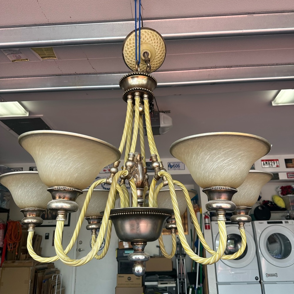 Neoclassical Revival Style Fixture With Decorative Rope-Textured Arms.